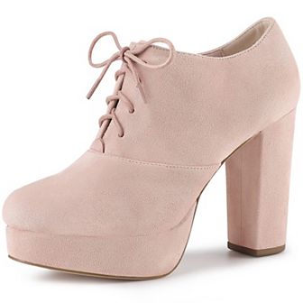 Women's Platform Chunky Heel Lace Up Booties