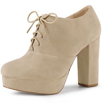 Women's Platform Chunky Heel Lace Up Booties