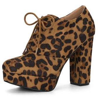 Women's Platform Chunky Heel Lace Up Booties