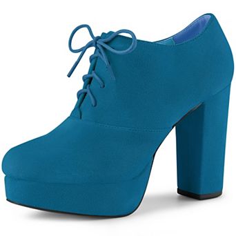 Women's Platform Chunky Heel Lace Up Booties