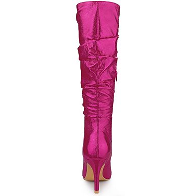 Women's Pointed Toe Slouch Stiletto Heels Knee High Boots
