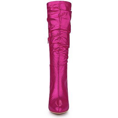 Women's Pointed Toe Slouch Stiletto Heels Knee High Boots