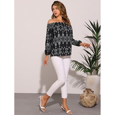 Boho Off Shoulder Top for Women's Bohemian Long Sleeve Summer Casual Blouse Tops