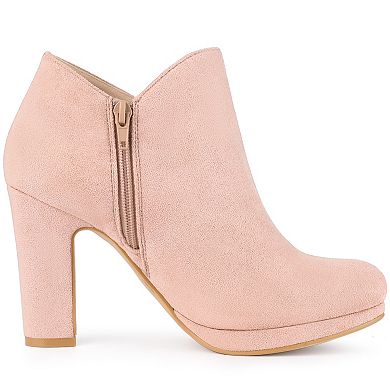 Women's Round Toe Chunky Heeled Ankle Heel Boots