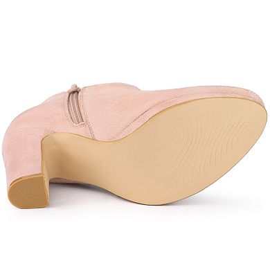Women's Round Toe Chunky Heeled Ankle Heel Boots
