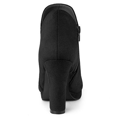 Women's Round Toe Chunky Heeled Ankle Heel Boots