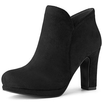Women's Round Toe Chunky Heeled Ankle Heel Boots
