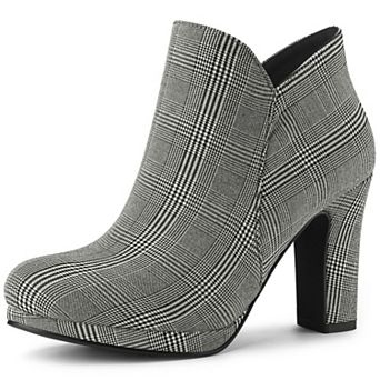 Women's Round Toe Chunky Heeled Ankle Heel Boots