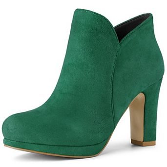 Women's Round Toe Chunky Heeled Ankle Heel Boots