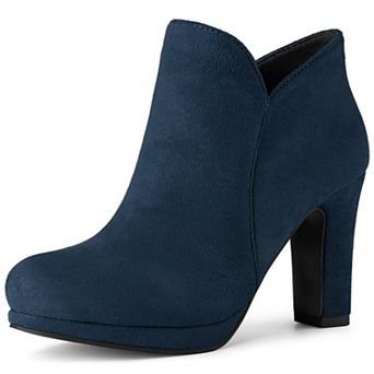 Women's Round Toe Chunky Heeled Ankle Heel Boots