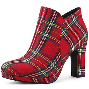 Women's Round Toe Chunky Heeled Ankle Heel Boots