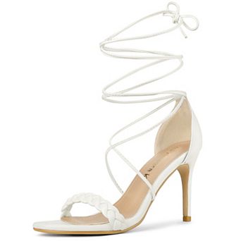 Women's Woven Strap Lace Up Strappy Stiletto Heel Sandals