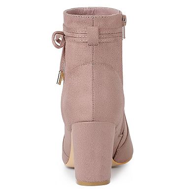 Women's Pointed Toe Block Heel Zipper Ankle Boots