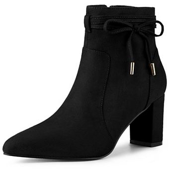 Women's Pointed Toe Block Heel Zipper Ankle Boots