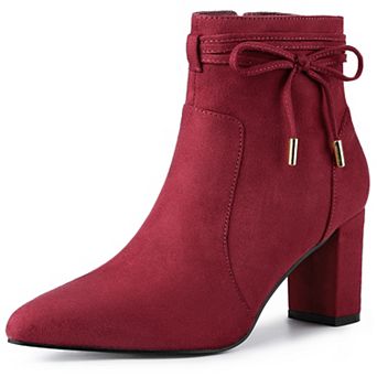 Women's Pointed Toe Block Heel Zipper Ankle Boots