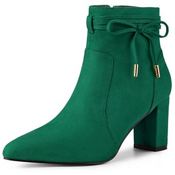 Women's Pointed Toe Block Heel Zipper Ankle Boots