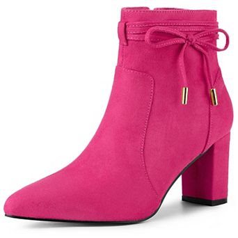 Women's Pointed Toe Block Heel Zipper Ankle Boots