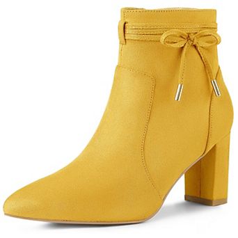 Women's Pointed Toe Block Heel Zipper Ankle Boots