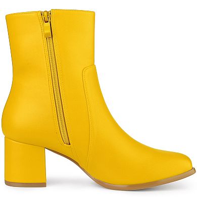 Women's Square Toe Side Zip Block Heel Ankle Boots