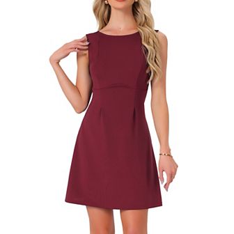 Women's Summer Sleeveless Mini Dress Backless Boat Neck A-line Tank Dress Party Club Dresses