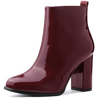 Women's Round Toe Zipper Chunky Heels Ankle Boots