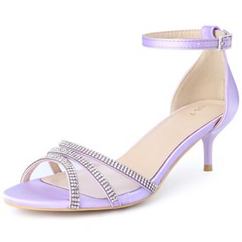 Women's Rhinestone Mesh Kitten Heels Sandals