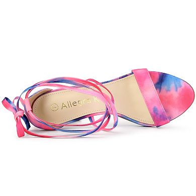 Women's Tie Dye Lace Up Stiletto Heel Sandals