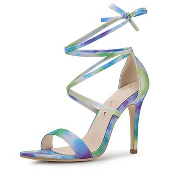 Women's Tie Dye Lace Up Stiletto Heel Sandals