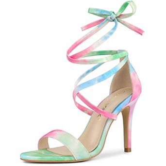 Women's Tie Dye Lace Up Stiletto Heel Sandals
