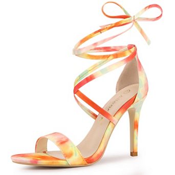 Women's Tie Dye Lace Up Stiletto Heel Sandals