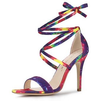 Women's Tie Dye Lace Up Stiletto Heel Sandals