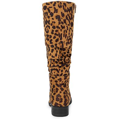 Women's Slouch Round Toe Low Heel Boots Knee High Boots