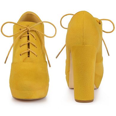 Women's Platform Chunky Heel Lace Up Ankle Booties