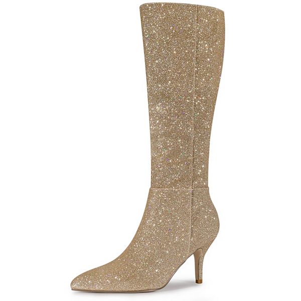 Knee-High Women's Elegant Sparkly Stiletto Boots – main image 1
