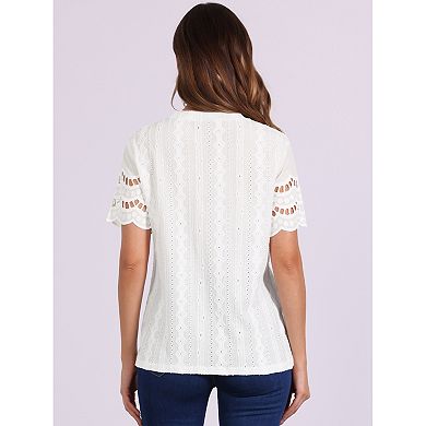 Summer Casual Tops for Women's Crew Neck Short Sleeve Solid Shirts Top