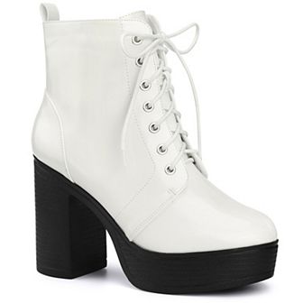 Women's Platform Chunky High Heel Lace Up Combat Boots