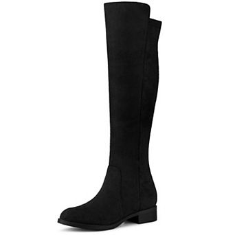 Women's Side Zipper Chunky Heels Knee High Boots