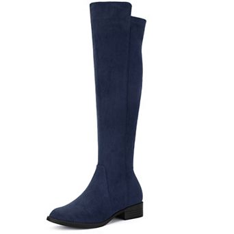 Women's Side Zipper Chunky Heels Knee High Boots
