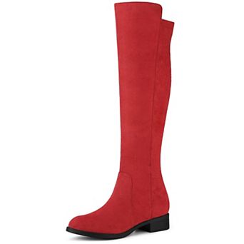 Women's Side Zipper Chunky Heels Knee High Boots