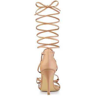 Women's Strappy Straps Lace Up Stiletto Heel Sandals