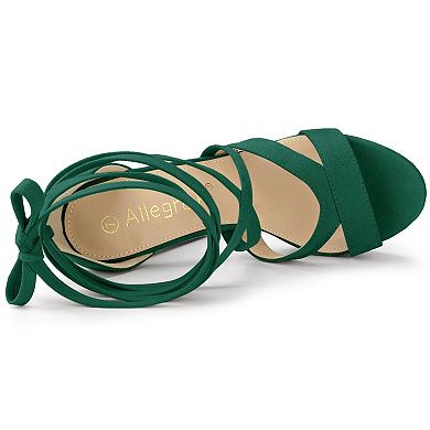 Women's Lace Up Platform Chunky High Heels Sandals