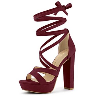 Women's Lace Up Platform Chunky High Heels Sandals