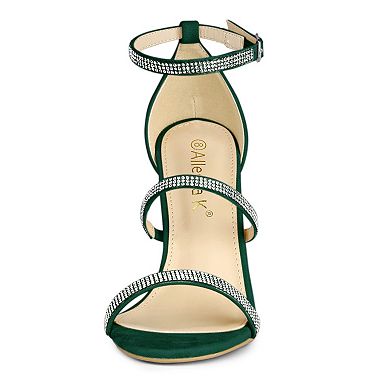 Women's Rhinestone Ankle Strap Stiletto High Heels Sandals
