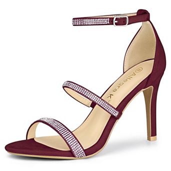 Women's Rhinestone Ankle Strap Stiletto High Heels Sandals