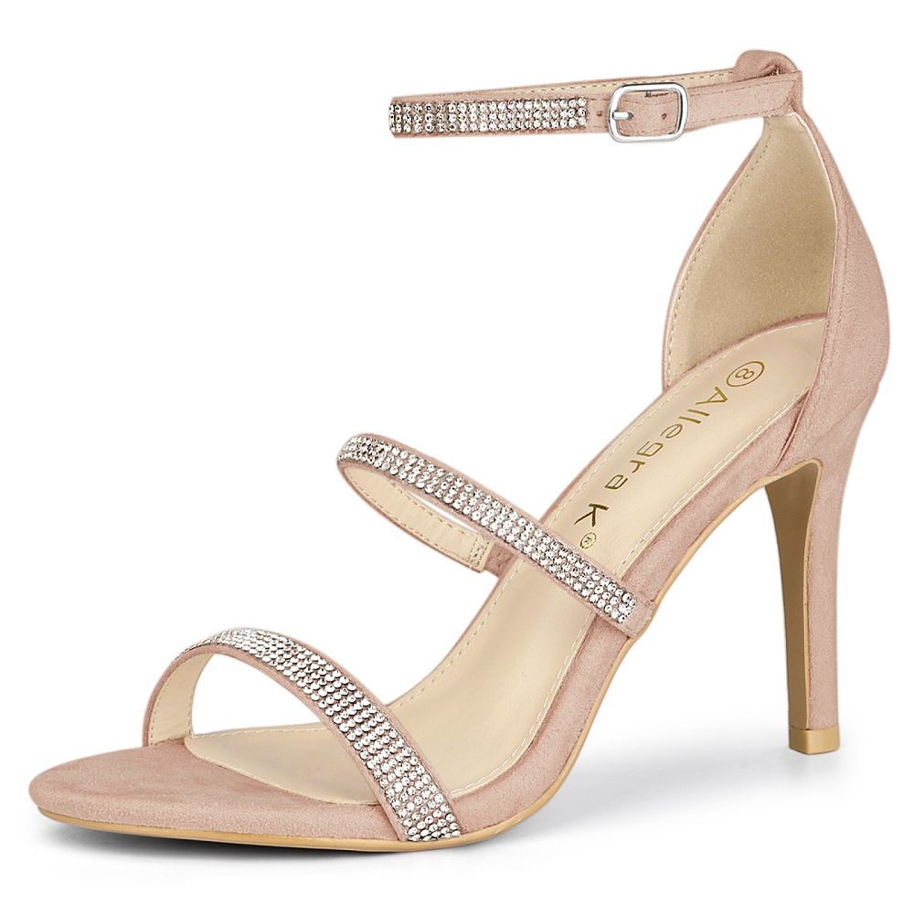 Sandals Strappy High Women's Heel White with Rhinestone main image 1