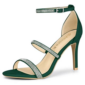 Women's Rhinestone Ankle Strap Stiletto High Heels Sandals