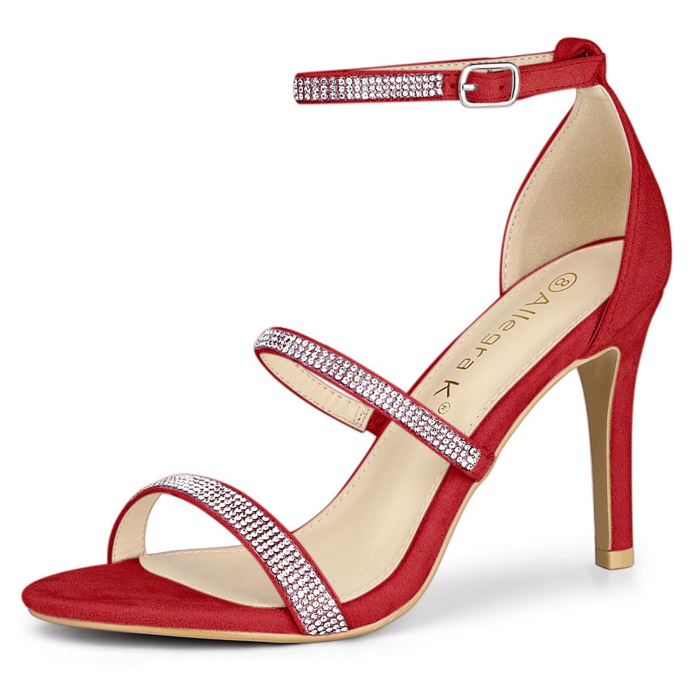 Rhinestone Ankle Strap High Heel Sandals main image 1
