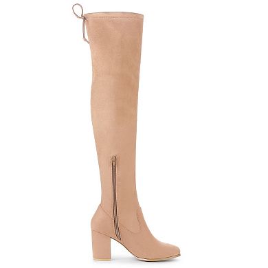 Women's Round Toe Chunky Heel Over the Knee High Boots