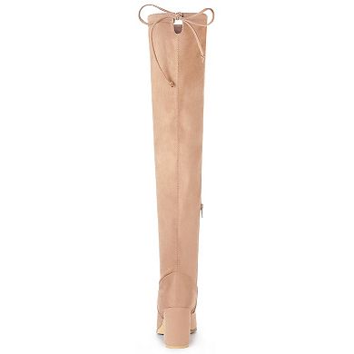 Women's Round Toe Chunky Heel Over the Knee High Boots