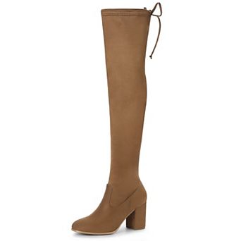 Women's Round Toe Chunky Heel Over the Knee High Boots